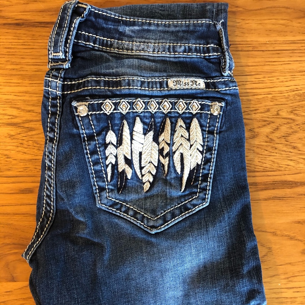 Lightly worn Miss Me dark wash bootcut jeans
